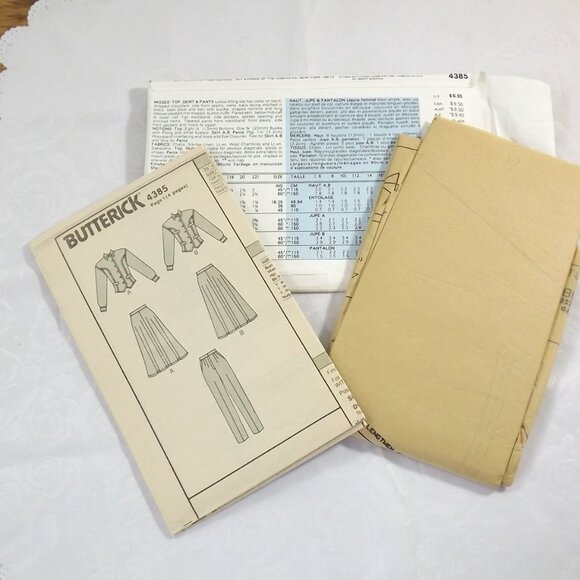 Butterick Sewing Pattern 4385 Misses' Top, Skirt, and Pants, Size 6-10 - Picture 4 of 6